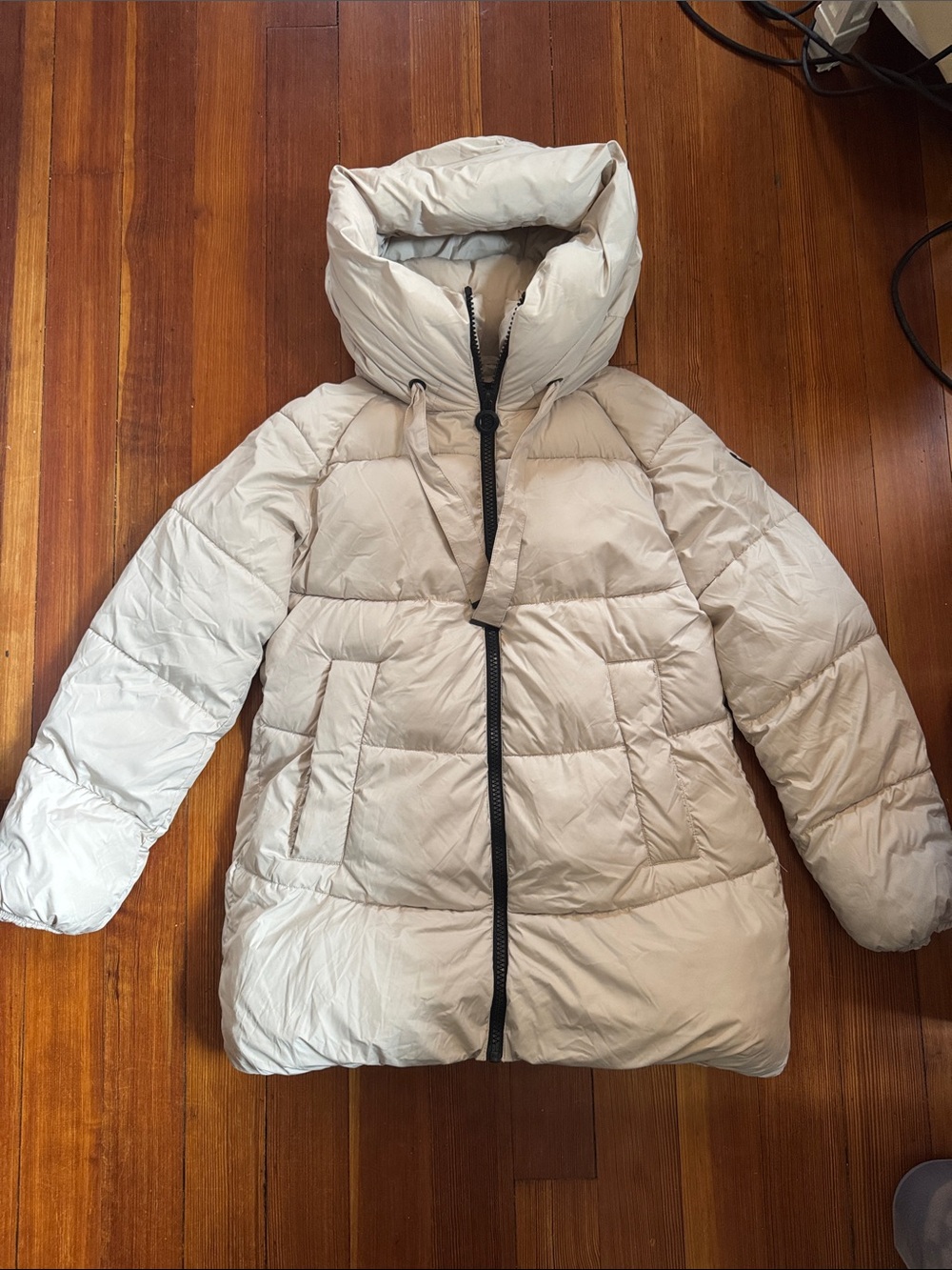 BCBG Cream Puffy High-Collar Jacket